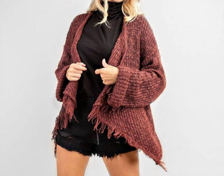 143 Story - Frayed Drape Sweater Cardigan