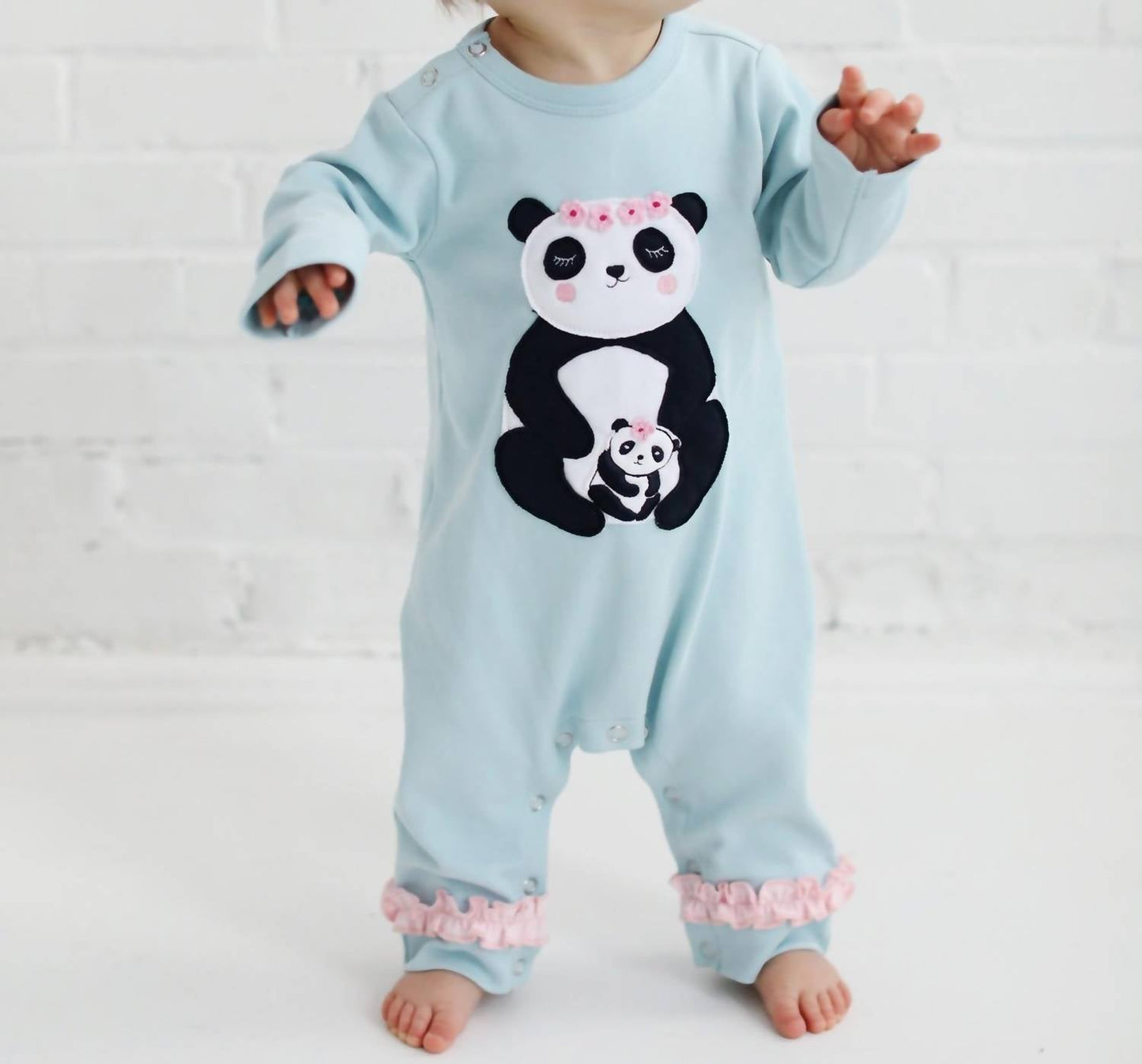 Lemon Loves Layette - Baby Girls Panda Romper