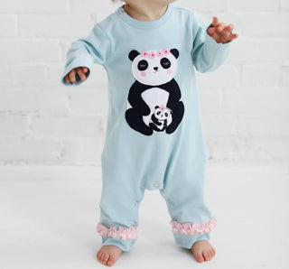 Lemon Loves Layette - Baby Girls Panda Romper