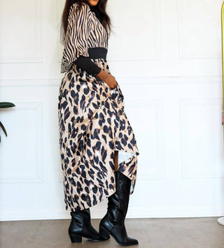 Little Secret Of Mine - Women's Animal Print Long Sleeve Maxi Dress