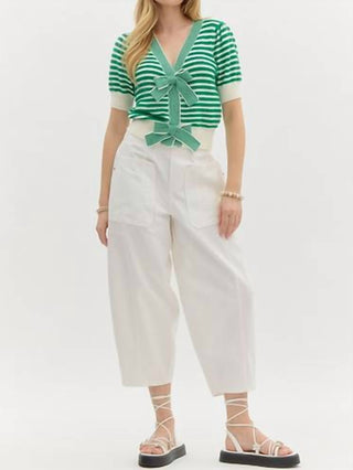 Entro - Julian Stripe Bow Front Knit Top