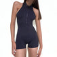 Rockstar Peach - Lola Halter Zip Romper