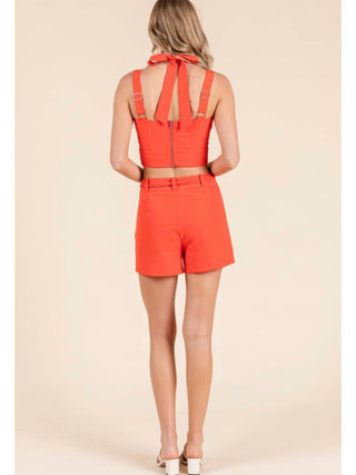 Baby Pink - Women's Keyhole Top And Shorts Set