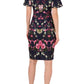 Adrianna Papell - Floral Print Crepe Midi-length Sheath Dress