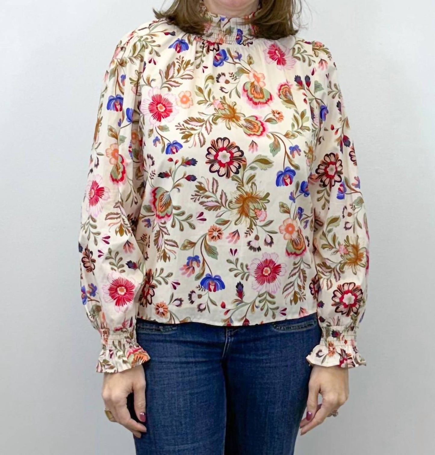 &Merci - Everly Floral Smock Neck Blouse
