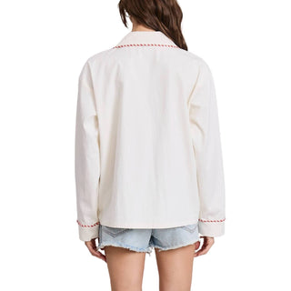 Flat White - Joshua Embroidered Lightweight Jacket