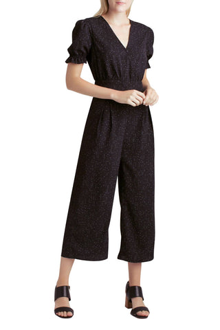 Kensie - Short Sleeve Belted V-Neck Jumpsuit
