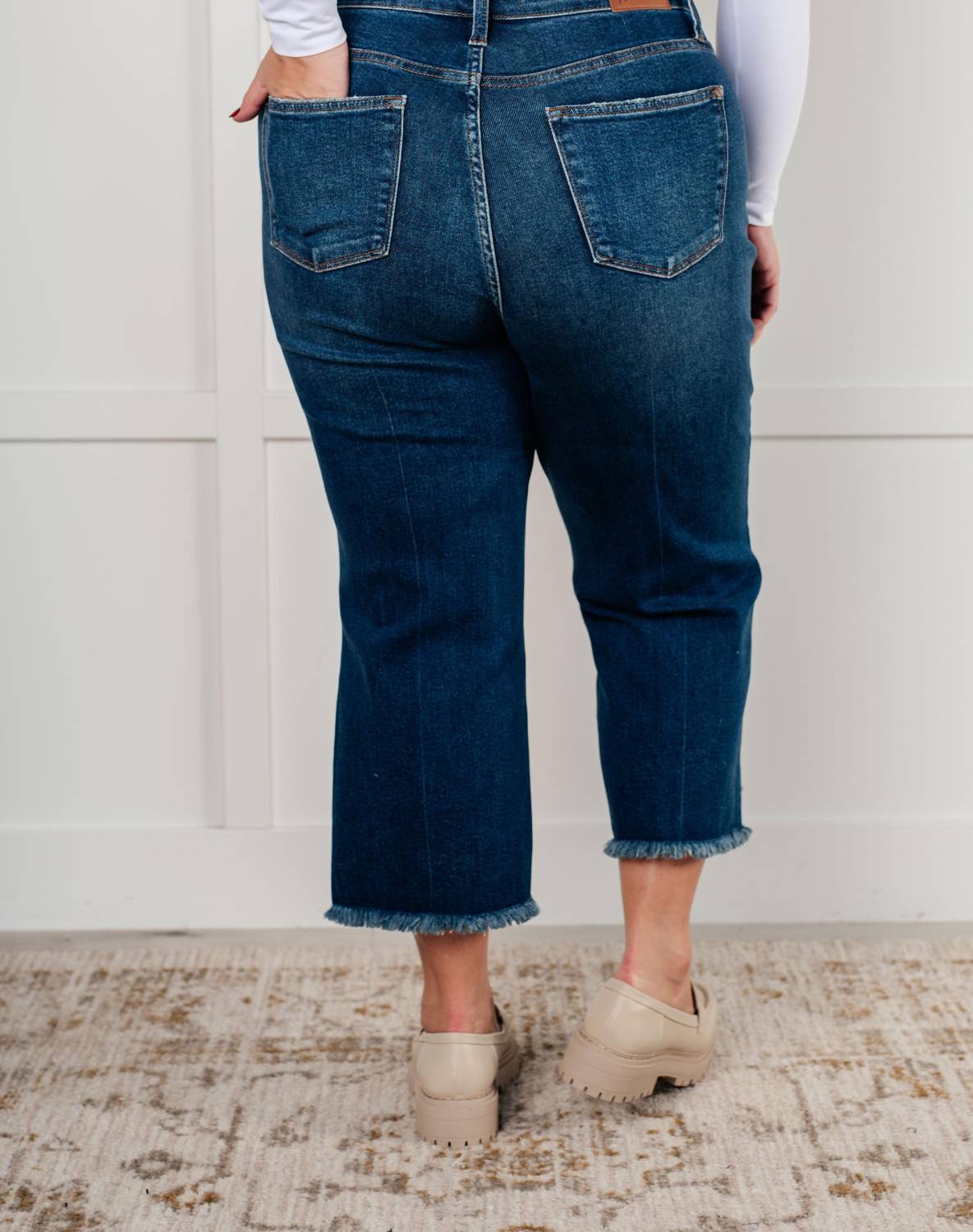 Judy Blue - High Rise Button Fly Wide Leg Crop Jean