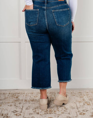 Judy Blue - High Rise Button Fly Wide Leg Crop Jean