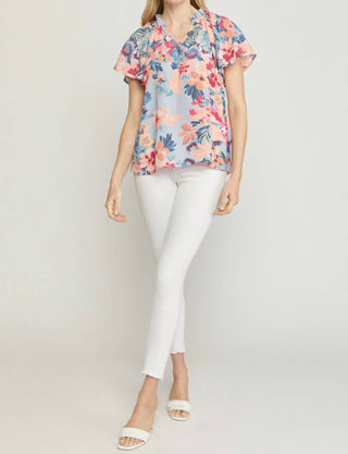 Entro - Floral Potter Sleeve Shirt