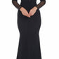 Dress The Population - Val Rhinestone Illusion Lace Long Sleeve Mermaid Dress