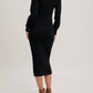 Bluivy - Women's V Neck Ribbed Knit Sweater Midi Dress