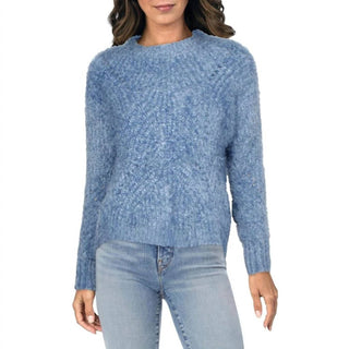 Aqua - Cropped Pointelle Mock Neck Sweater