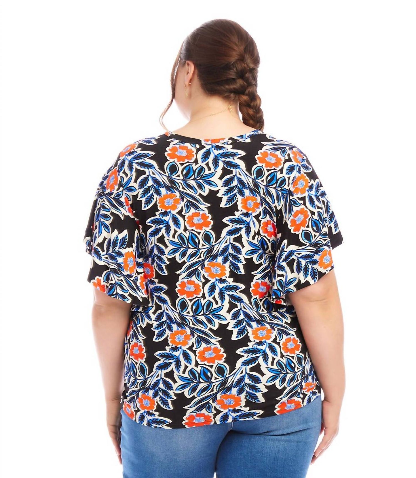Karen Kane - Flutter Sleeve V-neck Top - Plus