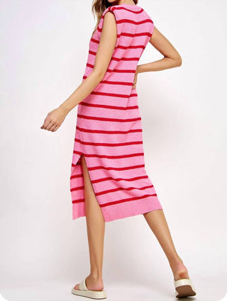 Strut & Bolt - Sleeveless Striped Knit Sweater Dress
