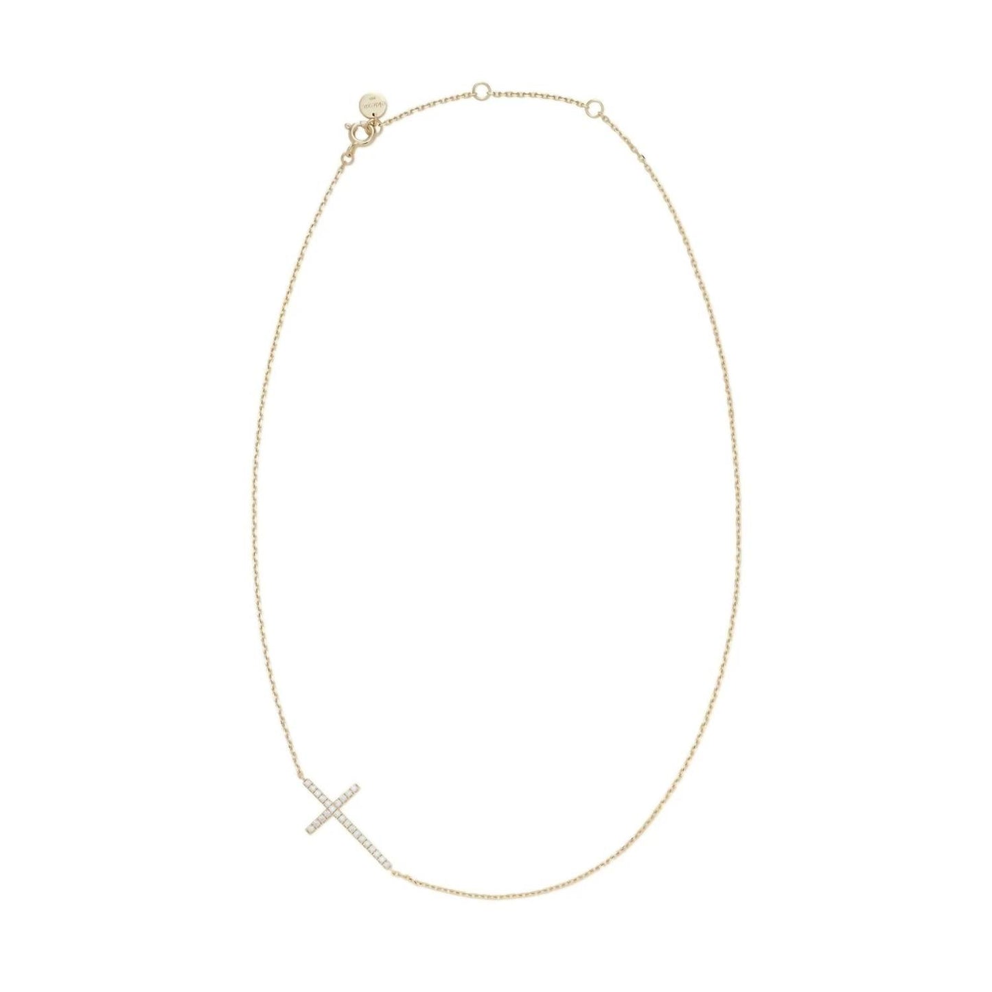 Eklexic - Women's Horizontal Cubic Zirconia Cross Necklace