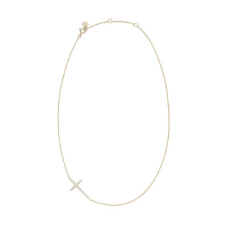 Eklexic - Women's Horizontal Cubic Zirconia Cross Necklace