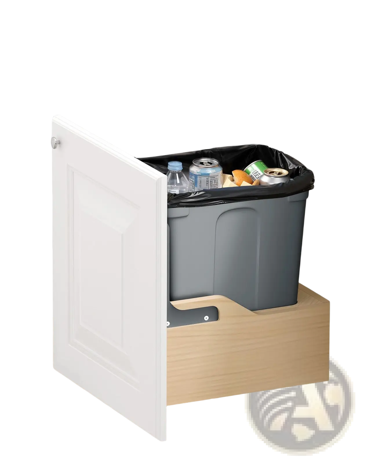35qt Pullout Waste Container Soft Close Wood Frame