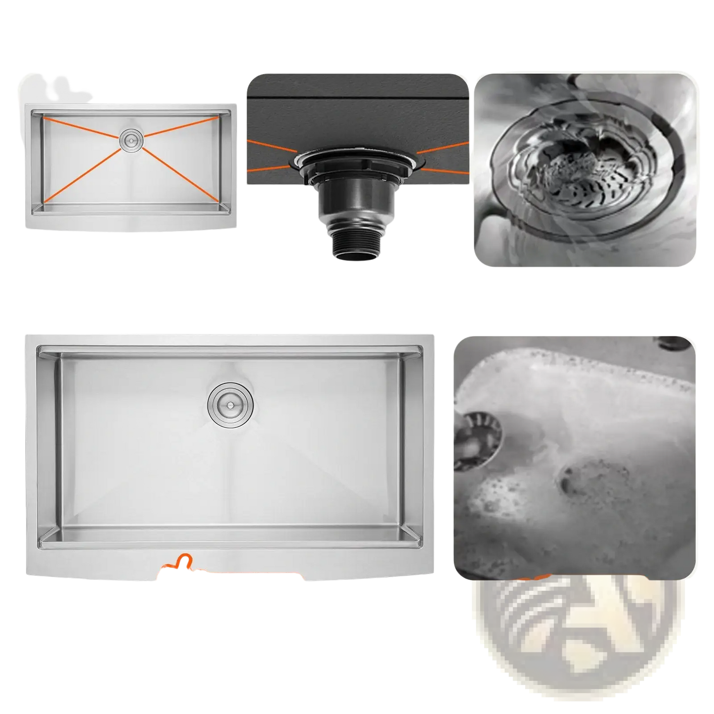 36 Inch Stainless Steel Farmhouse Workstation Sink