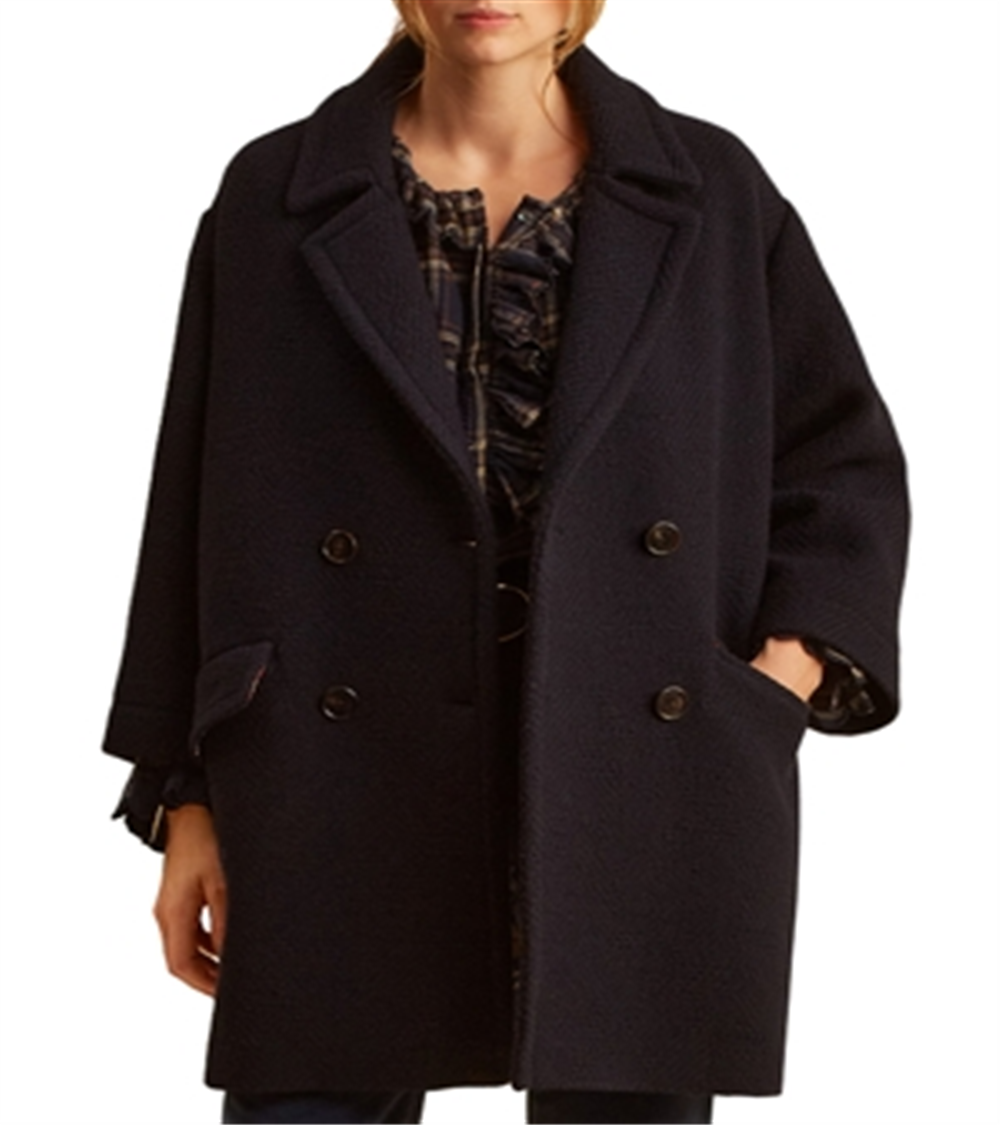 Gerard Darel Women's Sarah Double Breasted Coat Blue Size 1