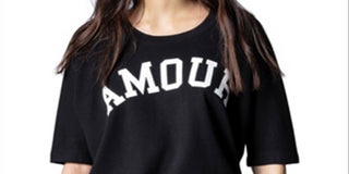Zadig & Voltaire Women's Short Sleeve Message Sweatshirt Black Size 34