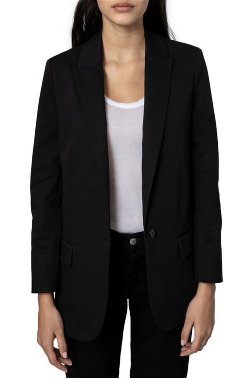 Zadig & Voltaire Women's Noir Stretch Cotton Blazer Size 4 US