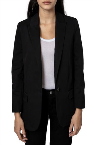 Zadig & Voltaire Women's Noir Stretch Cotton Blazer Size 4 US