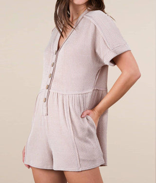 Very J - Two Tone Ribbed Knit Comfy Casual Romper