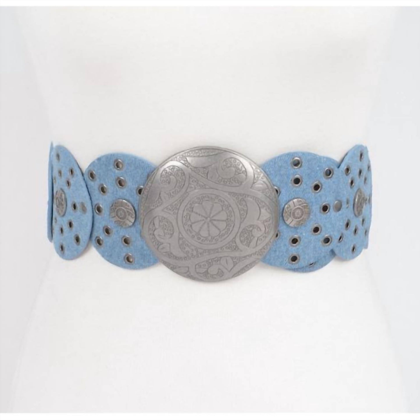 3Am By H&D Accessories - Women's Light Denim Concho Belt