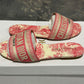 Dior Women's Dway Slides in Peony Pink Toile de Jouy Embroidered Cotton Size 6