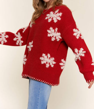 And The Why - Textured Snow Flakes Pullover Sweater