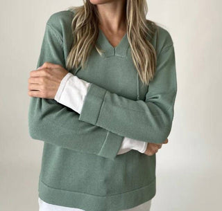 Six/Fifty - Abigail V-Neck Pullover Hoodie Sweater