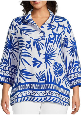 Multiples - Flounce Sleeve Print Jacket (Plus Size)