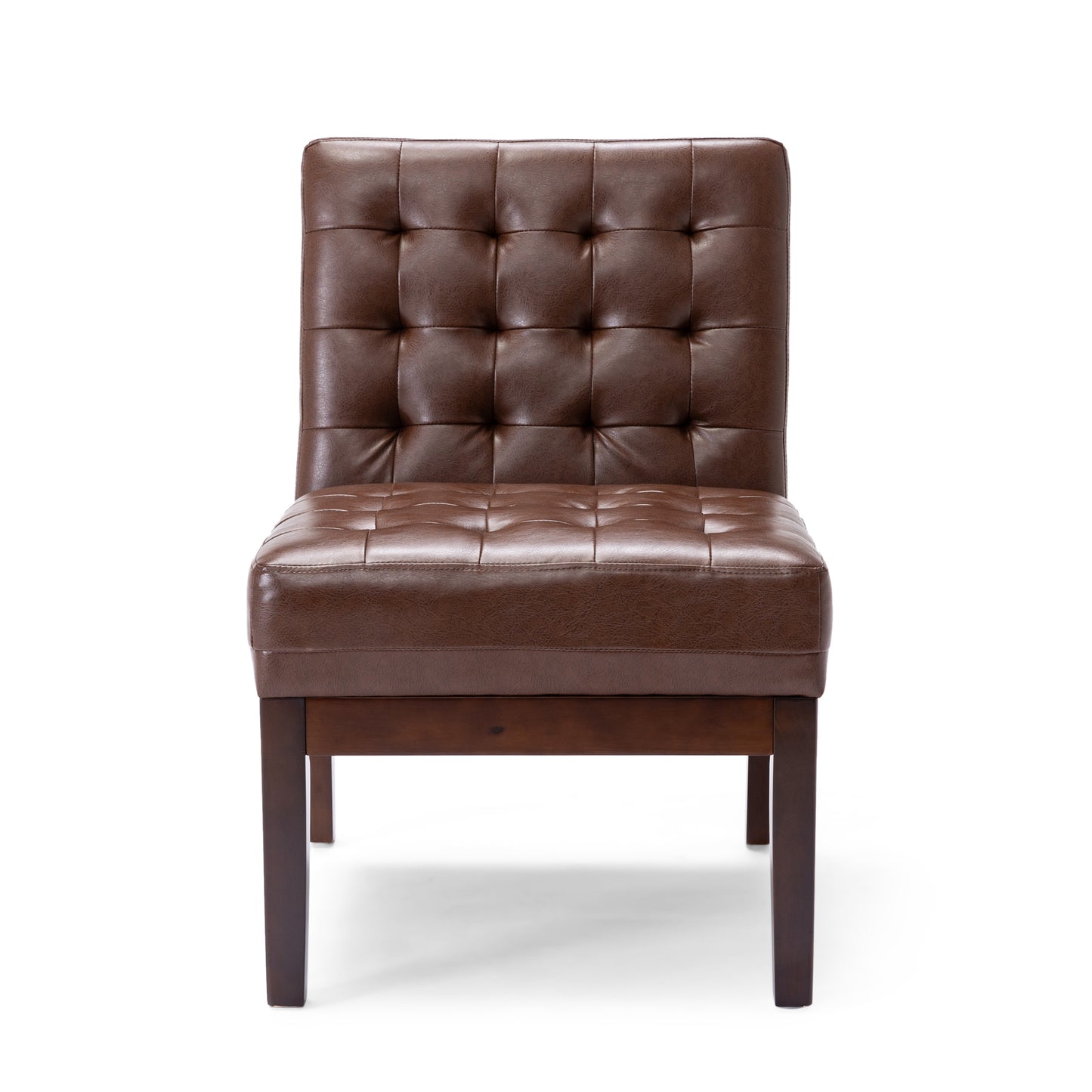 Tufted Accent Chair –  Rubberwood Legs by Christopher Knight Home- Dark Brown
