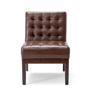 Tufted Accent Chair –  Rubberwood Legs by Christopher Knight Home- Dark Brown