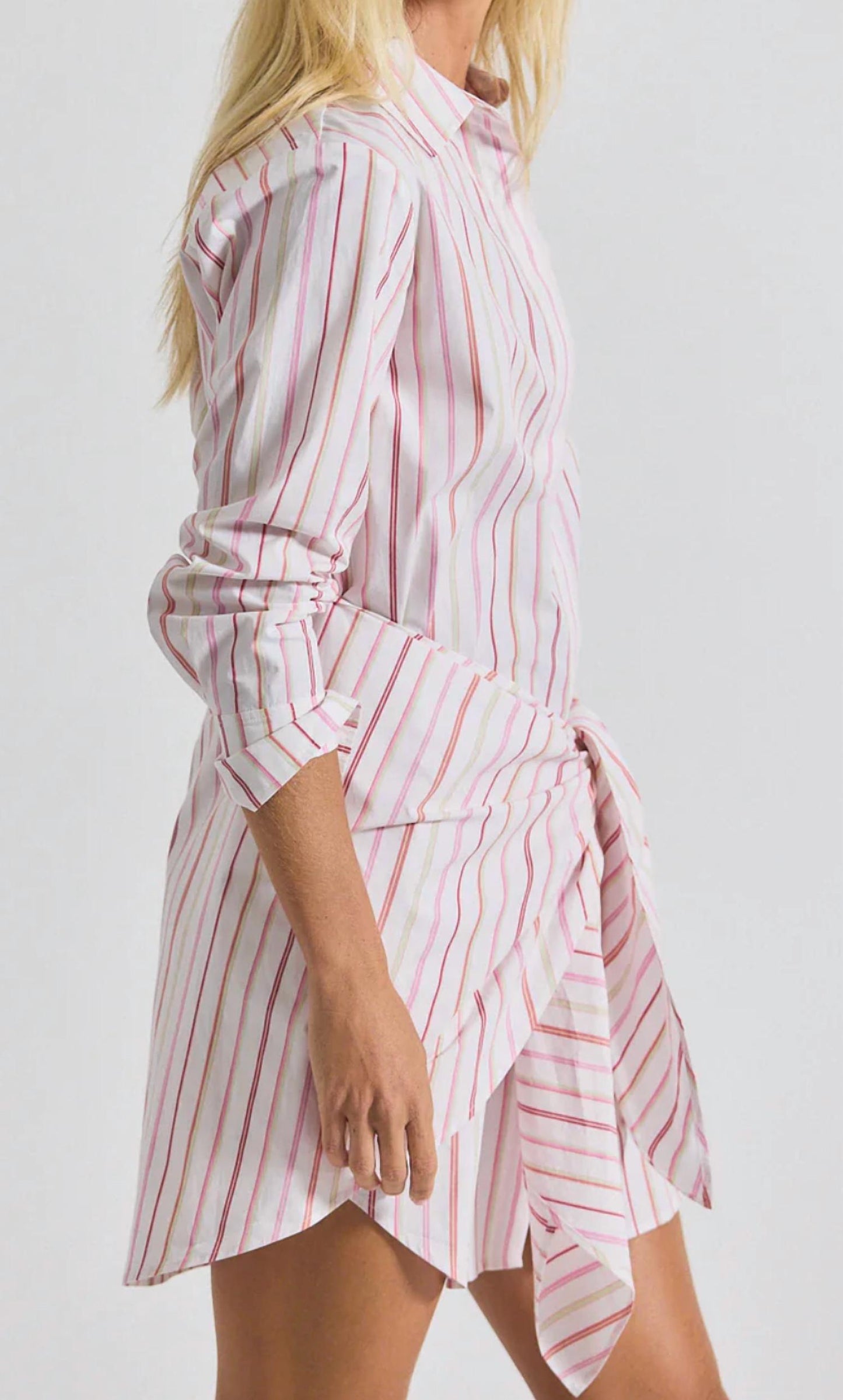 Derek Lam 10 Crosby - Women's Striped Shirting Waist Tie Shirt Dress