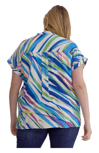 Entro - Tiger Print V-Neck Top - Plus