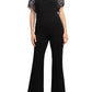 Aidan Mattox - Embellished Mesh Bodice Crepe Jumpsuit