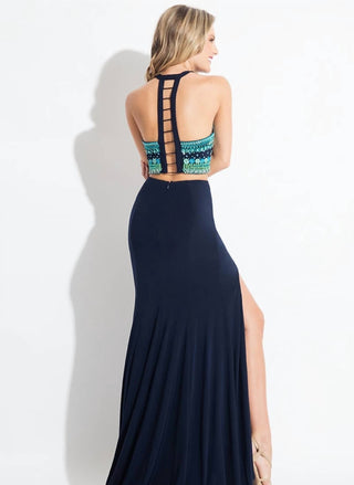 Rachel Allan - Beaded Jersey Two-piece Evening Gown