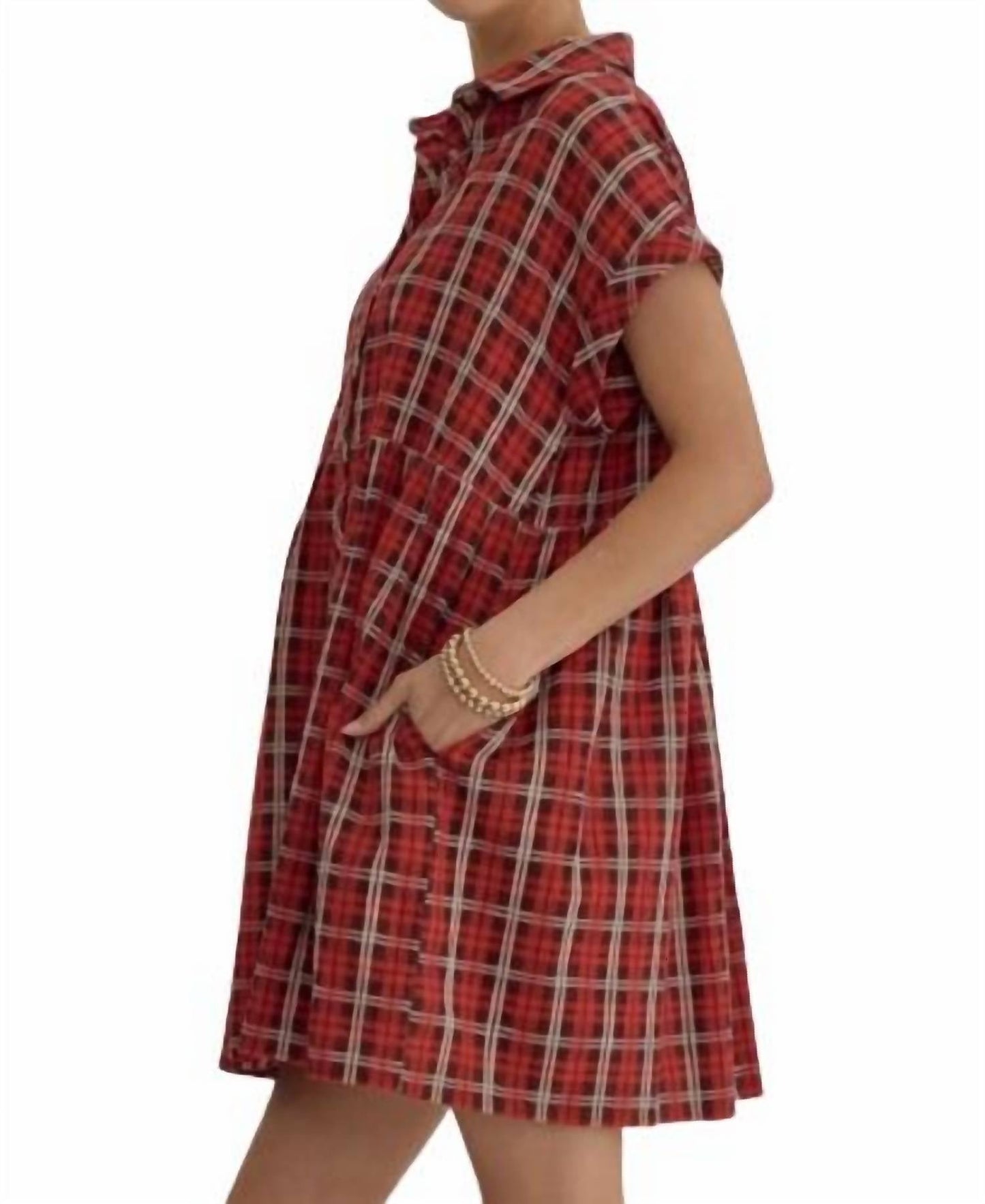 Entro - Plaid Button Down Mini Dress