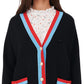 Maje Women's Mysweetie Contrast Trim Cardigan Black Size Large