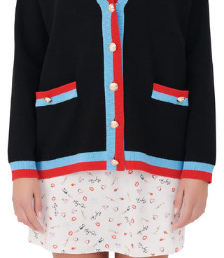 Maje Women's Mysweetie Contrast Trim Cardigan Black Size Large