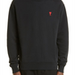 Ami Paris Men's Embroidered Logo Organic Cotton Sweatshirt Black Size Medium