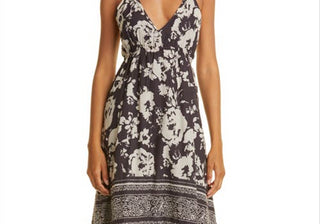 Ba & Sh Women's Carbone Floral Cotton Maxi Dress Size Large