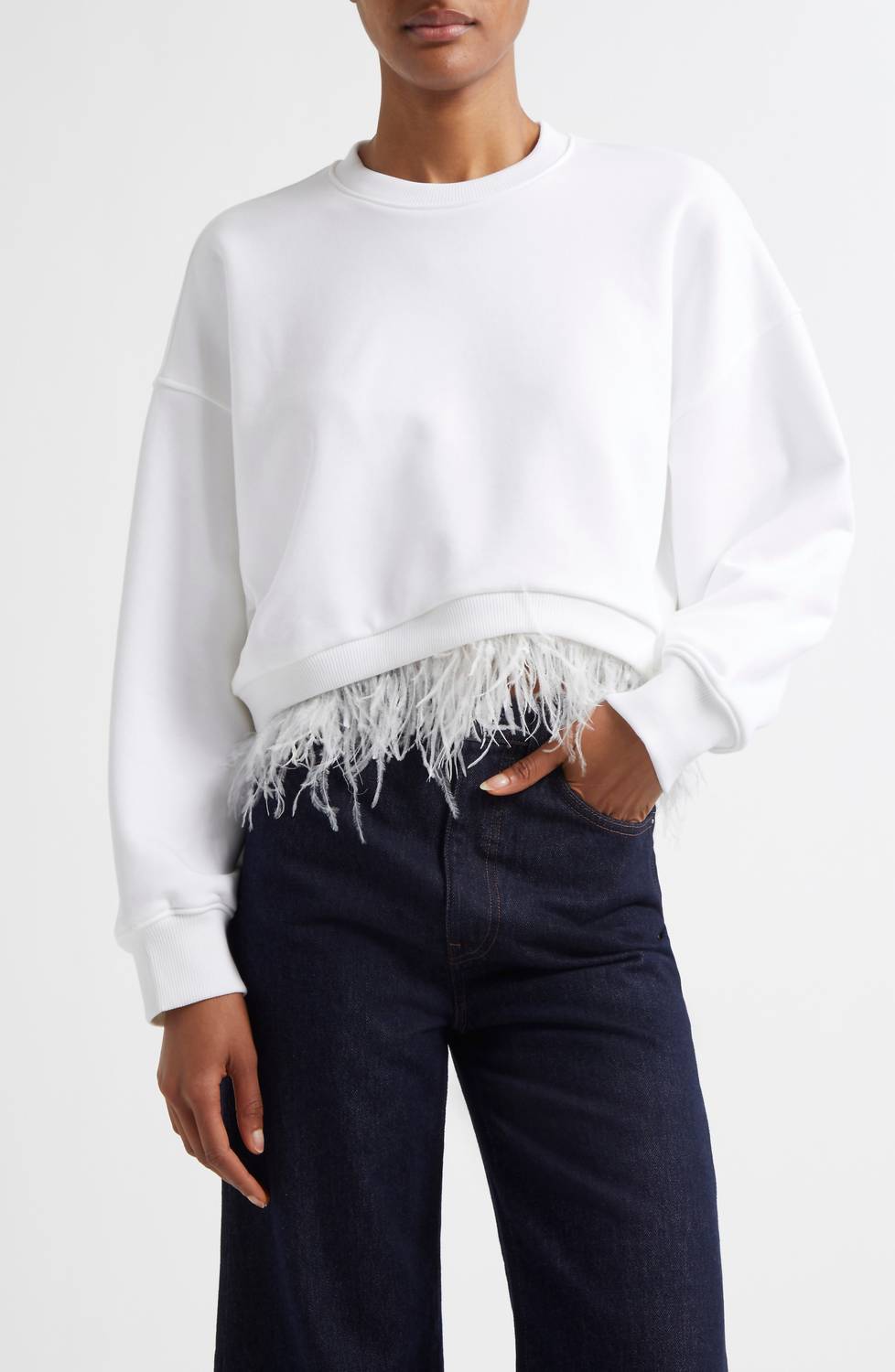 Cinq A Sept - Albertine Feather Trim Sweatshirt