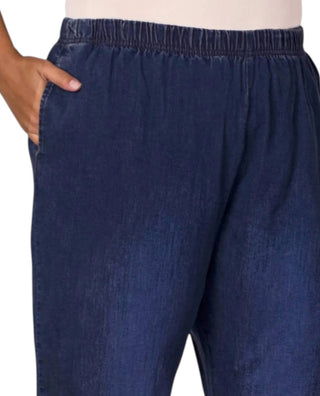 On The Plus Side - Plus Size Wide Leg Premium Cotton-blend Denim Jeans