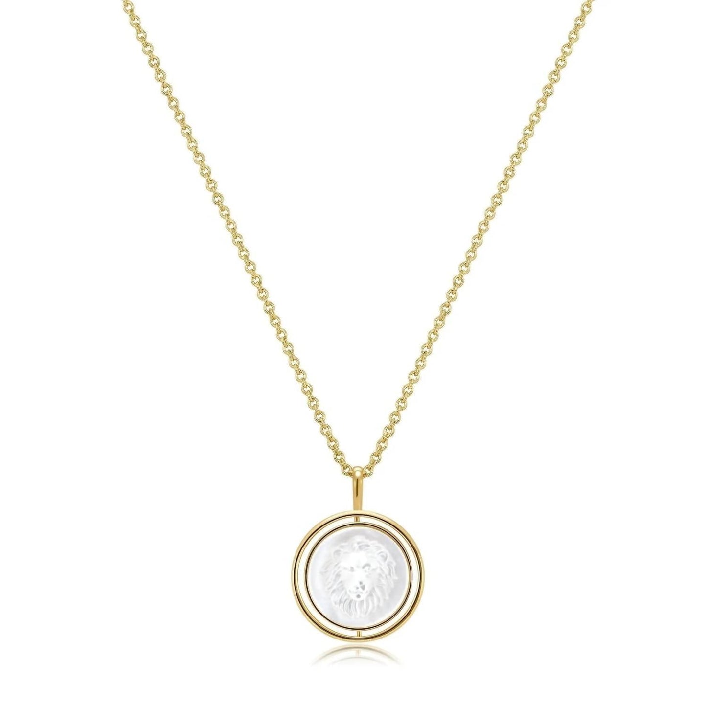 Eklexic - Women's Mother Of Pearl Lion Pendant Necklace