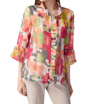 Joseph Ribkoff - Geo Print Ruffled Jacket