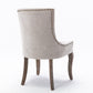 A&A Furniture Ultra Side Dining Chair with Thickened Fabric and Bronze Nail Head, Beige, Set of 2
