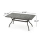 Celestine Outdoor Cast Aluminum Dining Table with Floral Lattice and Umbrella Holder
